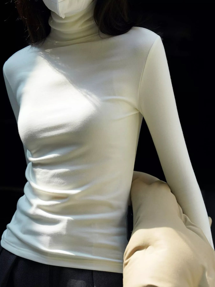 Slim-Fit Turtleneck Long Sleeve T-Shirt