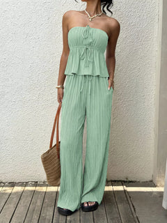 Tube Top and Wide-Leg Pants Set