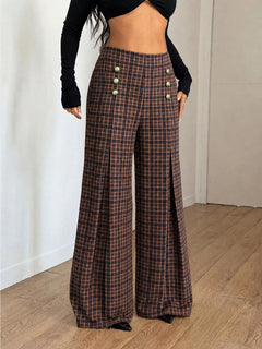 Plaid Wide-Leg Pants