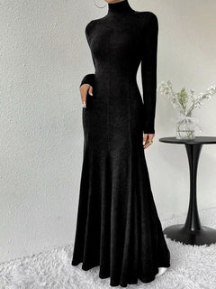 Turtleneck Long Sleeve Maxi Mermaid Dress